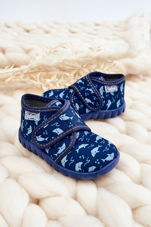 Buty Papcie Dziecięce Rekiny Granatowe Befado 465P089