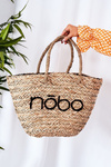 Braided Shopper Beach Bag NOBO XK0340 Beige-Black