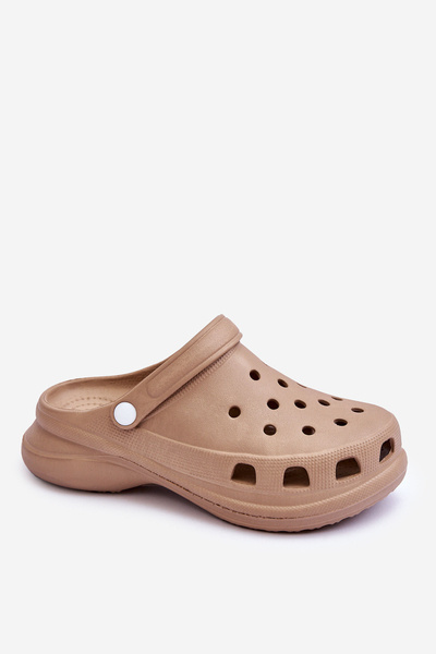 Foam Crocs Sandals On A Chunky Sole Beige Katniss