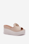 Platform And Wedge Sandals With Decoration Light Beige Nanessia