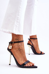 Elegant Sandals On A High Heel With Ornaments Black Zaria