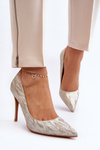 Gold Glitter Embellished Pumps Klonisa