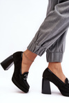 Leather Pumps On Massive Heel Laura Messi 2706 Black