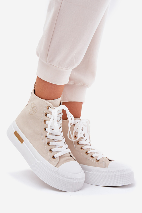 High Women's Sneakers On Platform Beige Laviriona