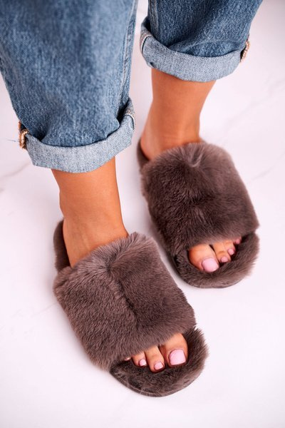 Women's Furry Slippers Grey Sweet