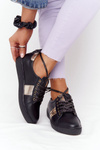 Women's Leather Sneakers Lewski Shoes 2786-0 Black-Gold