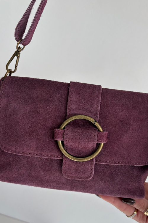Leather Suede Small Bag Purple Jessel