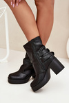 Women's Heeled Ankle Boots With Buckles Black Marena