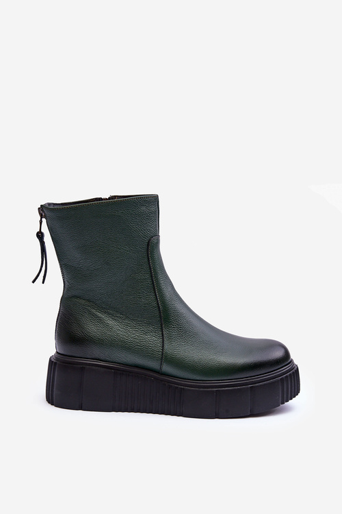 Zazoo 60369 Women's Leather Platform Ankle Boots Green