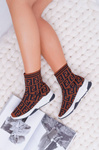 Women's Sports Shoes High Sock Brown Press