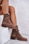 Lace-up suede boots With Decoration Nicole 2750 Brown