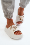 Women's Lightweight Foam Sandals With Decorations White Orchia