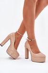 Lacquered High Heel And Platform Pumps Beige Nianka