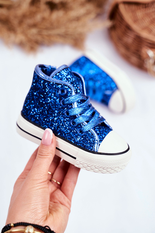 Dziecięce Brokatowe Trampki Niebieskie Ally
