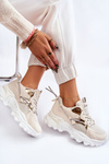 Women's Sport Shoes Laced On The Platform Beige Minea