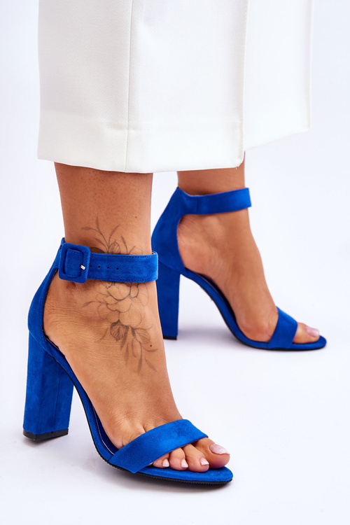Suede High Heels Sandals Dark blue Jacqueline