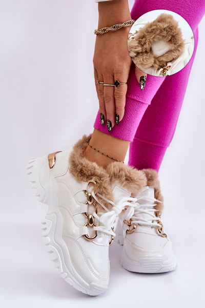 Women's Insulated Sports Boots Lace-Up White Kerberos