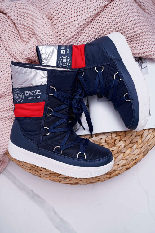 Women's Fleece Warmed Snow Boots Big Star Navy Blue EE274657