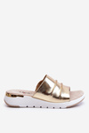 Women's Leather Slippers On A Low Wedge Gold Leona