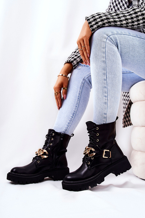 Chained Worker Boots Black Molisa