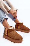 Leather Suede Snow Boots Women On Thick Sole Camel Vebissat