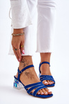 Suede Sandals With Crystals Blue Callan