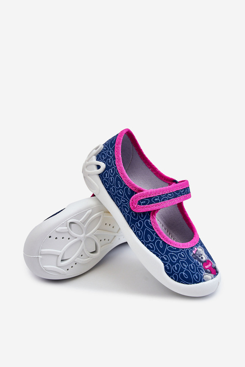 Papcie Baleriny Dziecięce Miś Granatowe Befado 114X505