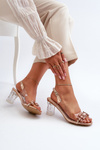 Elegant Sandals with Decorations Pink Gold D&A MR38-444