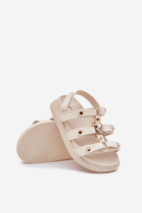 Girls Sandals With Golden Detail Beige Lunessa