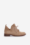 Zazoo 2959 Suede Oxford Shoes Lace-Up Flat Heel Beige