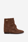 Insulated ankle boots with hidden wedge with turned-up shaft Eco suede brown Tavella