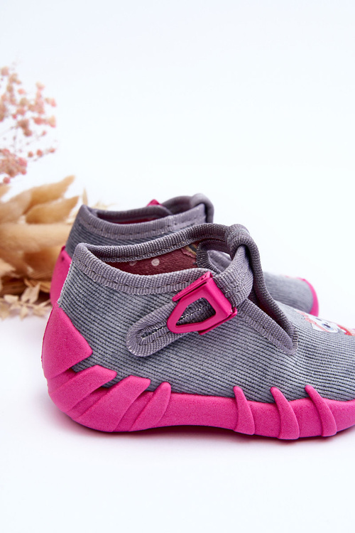Buty Papcie Befado Kotki 110P480 Szaro-Różowe