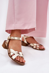 Leather sandals on a delicate heel Zazoo 40372 gold