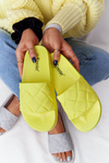 Women's Rubber Slippers Neon Yellow Let's Swim