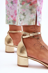 Leather Heeled Sandals Smooth gold Inspire Me!