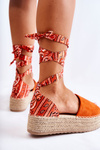 Suede Wedge Sandals Orange Livia