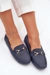 Women's Perforated Moccasins With Decoration Navy Kaydance