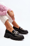 Women's Patent Loafers with Decoration Black Arsaba