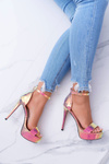 Women's Stiletto Platform Pumps Petrol Gold ShakeIt