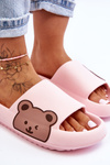 Women's Light Foam Slippers Bear Motif Pink Parisso
