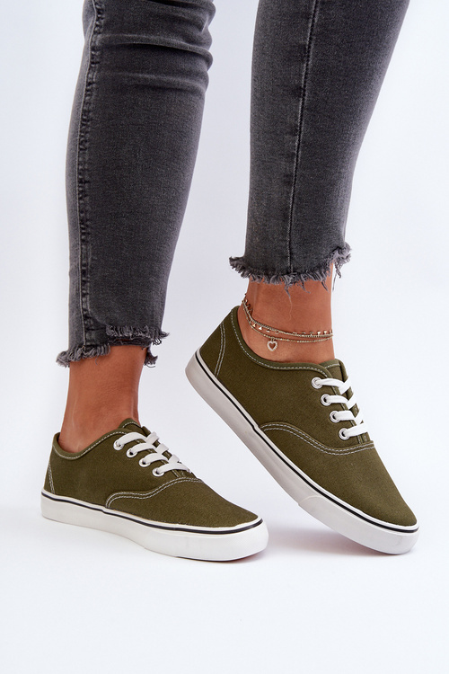 Women's Classic Dark Green Canvas Sneakers Olvali