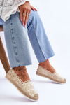 Lace Slip On Espadrilles Beige Blanco