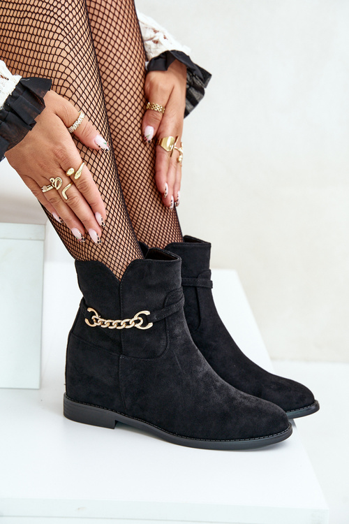 Womens Ankle Boots On Hidden Wedge Made Of Eco Suede Black Ofcorna