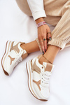 Women's Fashionable Wedge Sports Shoes White-Beige Yuki