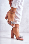 Leather Sandals On A Bar With Decoration Pink Milessa