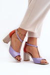 Leather Sandals On Heel Laura Messi 2759 Purple