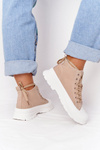 Women's High Sneakers On A Chunky Sole Light Brown Trissy