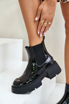Insulated Patent Ankle Boots With Zip Black Jesschris