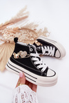 Children's High Sneakers With Gold Decoration Black Elvena