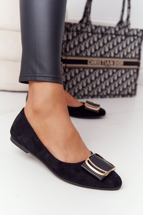 Suede Ballerinas With A Buckle Sergio Leone BL623 Black